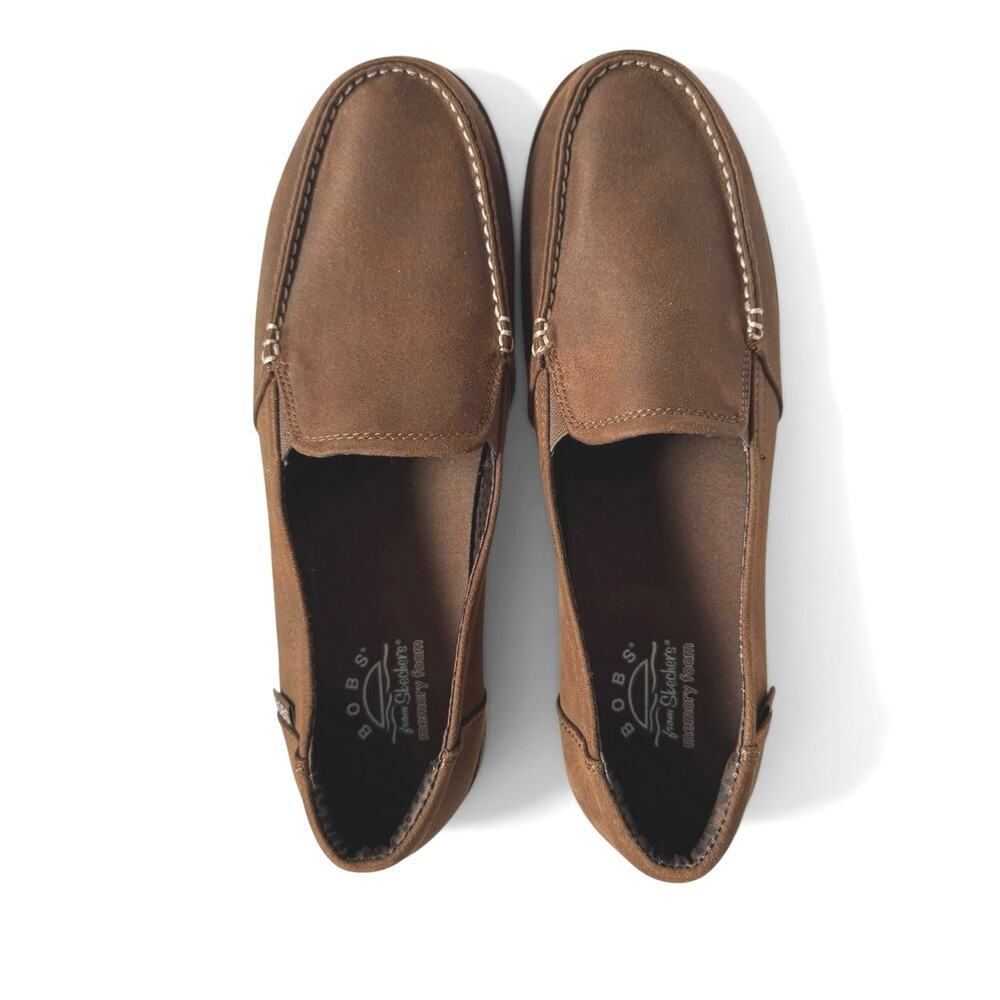 BOBS By Skechers Women’s Chill Lug Leather Slip On Moc Toe Loafers 11 M Brown